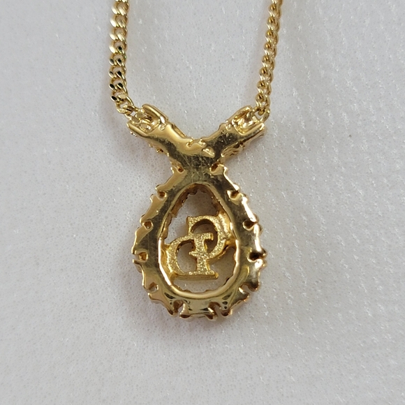 CHRISTIAN DIOR CD Logo Rhinestone Necklace - Picture 5 of 7